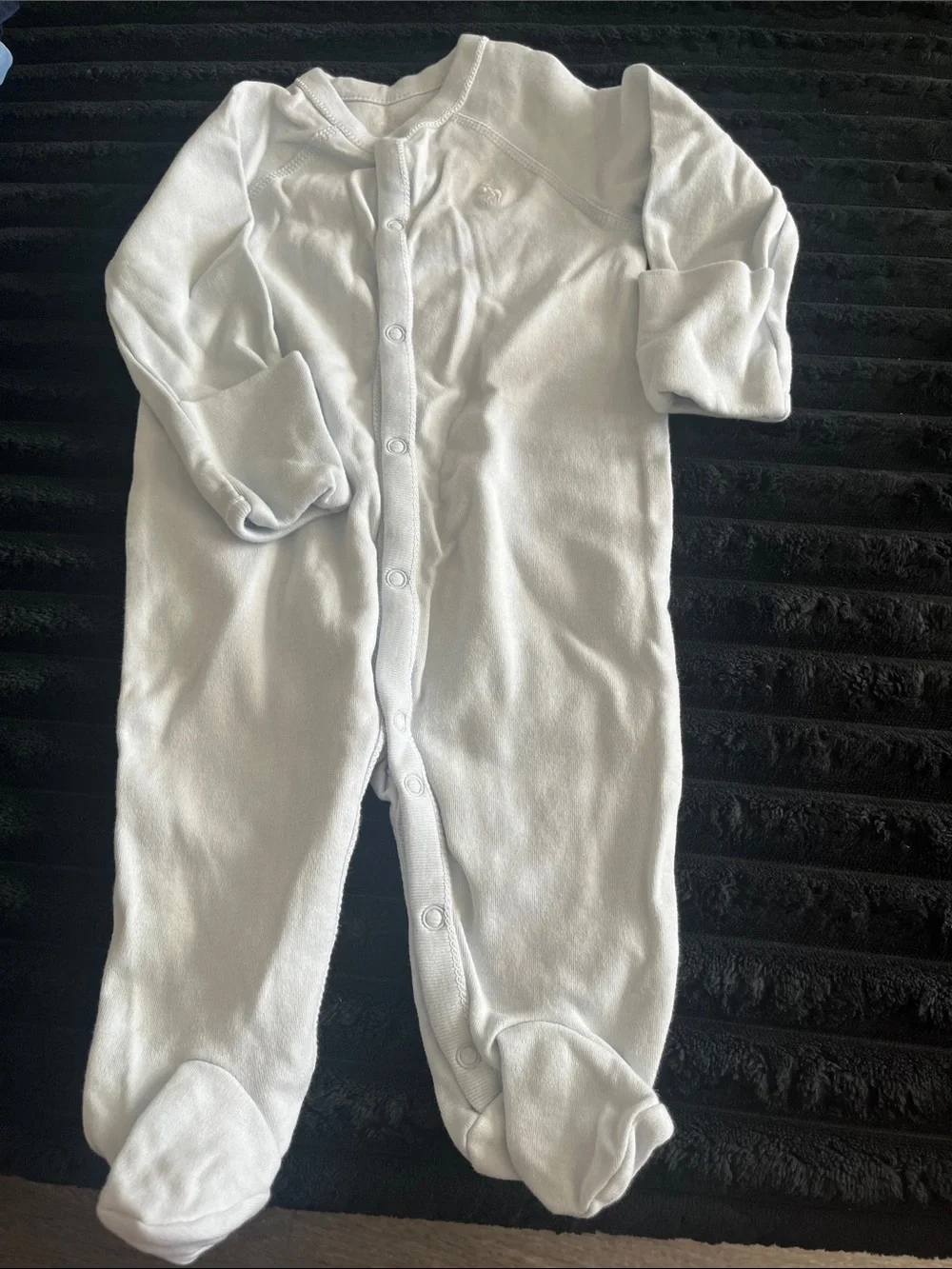 Ralph Lauren Navy and Light Blue Striped Baby Footie